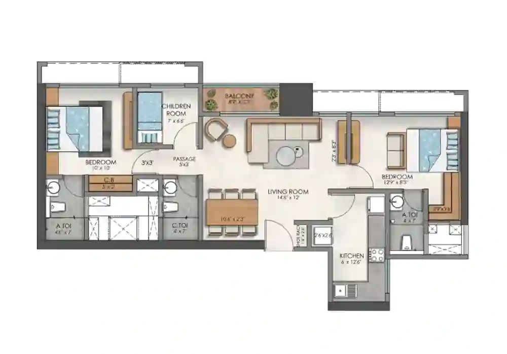 2.5 BHK Floor Plan